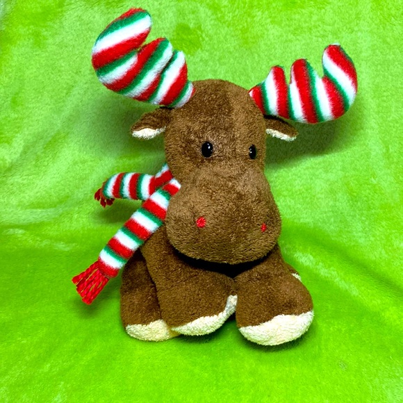 Ty Pluffies Merry Moose Reindeer Brown Soft Plush Tylux 2006 Christmas - Picture 1 of 8